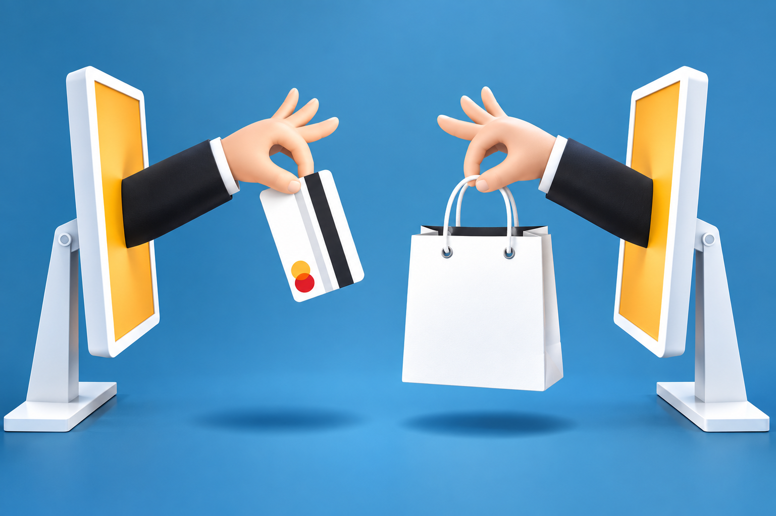 Illustration of customers shopping online
